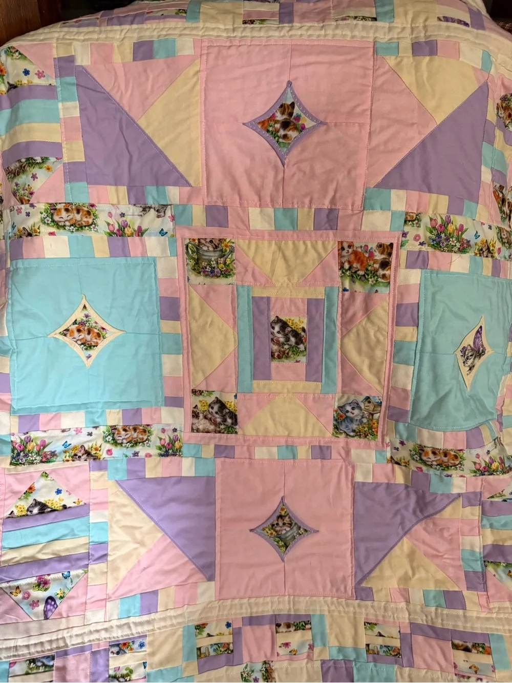 Pastel Patchwork Quilted Baby/toddler or anyone who loves cats!